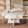 Modern Kitchen Round Circular Dining Table in White Wood Finish
