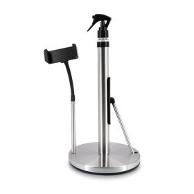 3 in 1 Paper Towel Holder with Phone Stand,Heavy-Duty Countertop Kitchen Paper Towel Holder with Spray Bottle,
