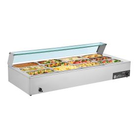 Commercial Food Warmer, 1700W Electric Stainless Steel Steam Food Warmer with Glass Cover