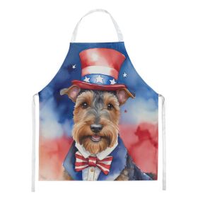 Welsh Terrier Patriotic American Apron Cooking Kitchen Server Baking Crafts Gardening for Adult Women Men, Unisex, Large, Multicolor