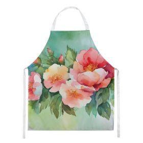 Georgia Cherokee Rose in Watercolor Apron Cooking Kitchen Server Baking Crafts Gardening for Adult Women Men, Unisex, Large, Multicolor (Default: Default)