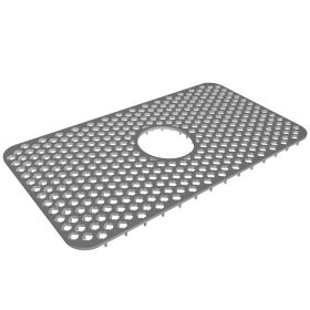 2Pcs Silicone Grid Sink Mat with Central Drain Hole 11.61x13.58Inch Non-Slip Kitchen Stainless Steel Sink Protector Dishwasher Safe (Color: Gray, size: large)
