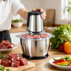 Food Processor, Electric Meat Grinder, Vegetable Chopper, With Dual Bowls (Option: Silver)